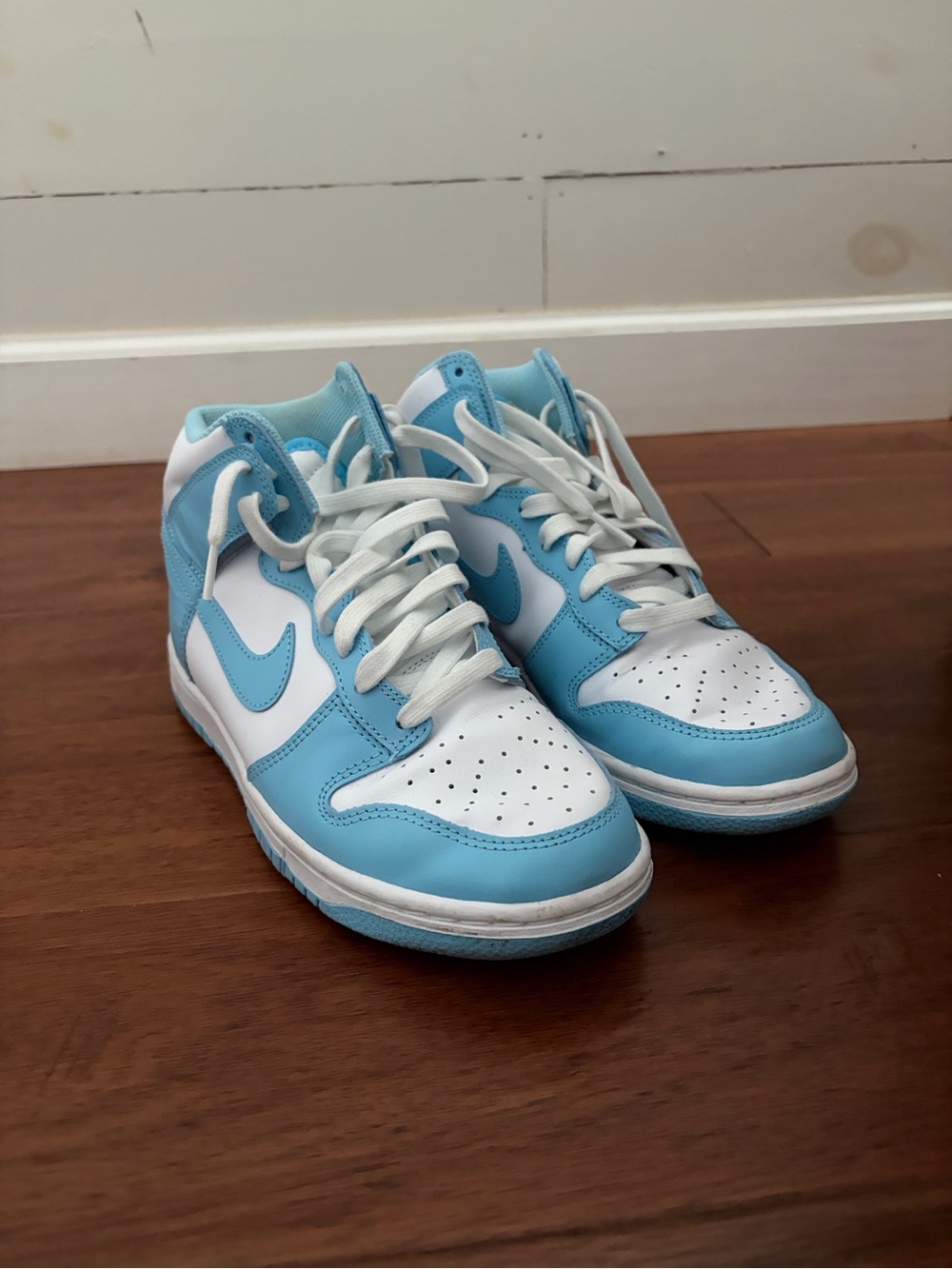 Nike Women’s High-Top Sneakers in White and Light Blue